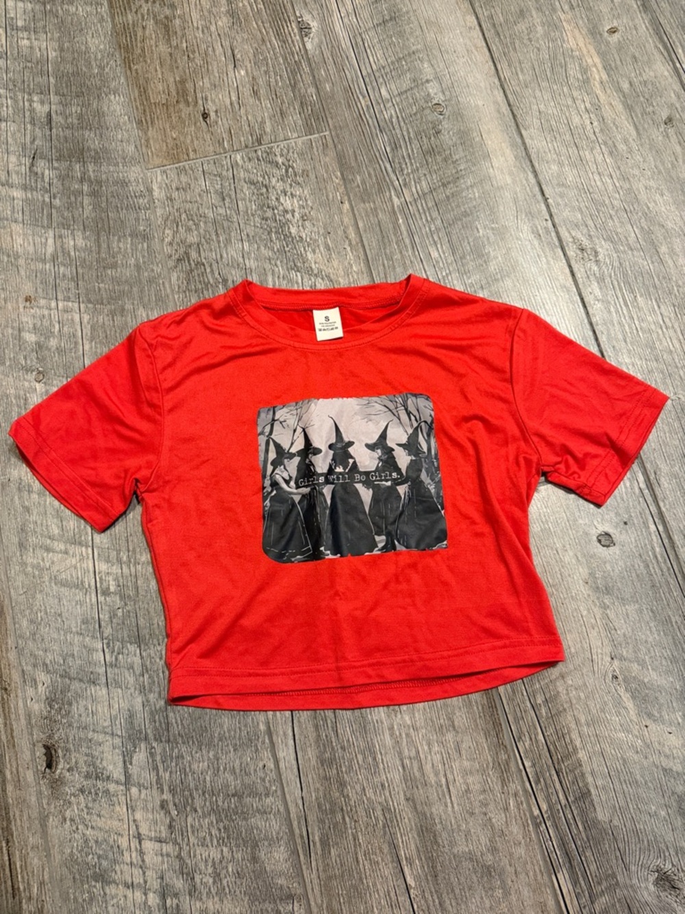 Girls Will Be Girls Red Cropped Graphic Tee